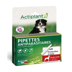 AGECOM - Pipettes actiplant - grand chiens l 30kg - bio 2 pipettes