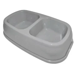 ANIMALLPARADISE - Ecuelle double bol 2 x 200 ml, gris en plastique, pour chat
