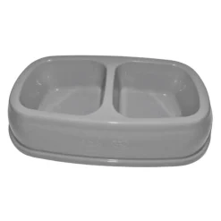 ANIMALLPARADISE - Ecuelle double bol 2 x 200 ml, gris en plastique, pour chat