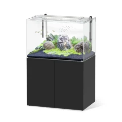 AQUATLANTIS - Aquarium avec meuble Aquascape LED 100 Pro noir - 100x64x64 cm 384 L