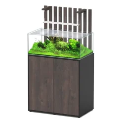 AQUATLANTIS - Aquarium LED avec meuble Shallow, noir et chêne brun - 108L