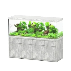 AQUATLANTIS - Meuble avec aquarium Sublime en bois béton - 198,5x68,8x83 cm