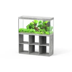 AQUATLANTIS - Meuble avec aquarium Splendid Standard bois béton - 39,8x120,4x73 cm
