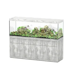 AQUATLANTIS - Meuble avec aquarium Sublime en bois béton - 198,5x58,9x83 cm