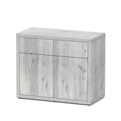 AQUATLANTIS - Meuble d'aquarium avec 2 portes Sublime 100 Chêne Blanc L.100xP.50cm