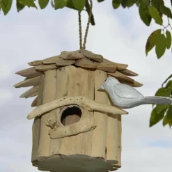 ARTXLIGHT - Nichoir rond en bois d'albésia 23 x 22 cm