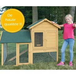BB LOISIR - Cage clapier enclos lapin extérieur en bois haute qualité pour lapins petits animaux- modèle : 035 ranch 152 x 98 x 118 cm