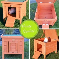 BB LOISIR - Cage clapier enclos lapin extérieur en bois haute qualité pour lapins 51,5 x 42 x 43 cm « 083 mini maison »