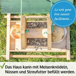 BB LOISIR - Mangeoire extérieur à suspendre pour oiseaux sauvages pour jardin balcon distributeur de graines «325 cabane marron-vert»