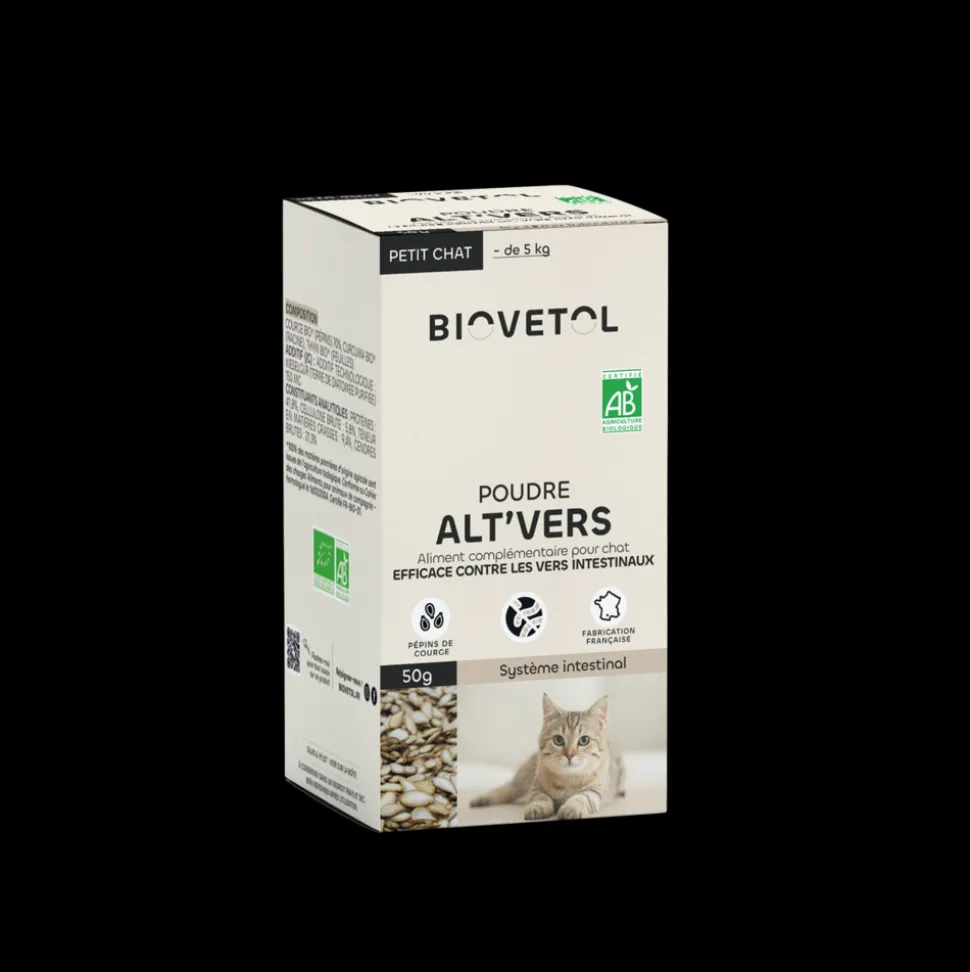 BIOVETOL - Poudre contre les vers - alt'vers petit chat bio 50g