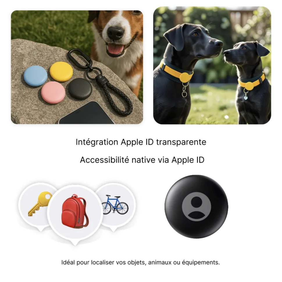 Bixar smart tag pour animaux – traceur bluetooth chien & chat, alternative sans abonnement, réseau find my, localisation proximité,