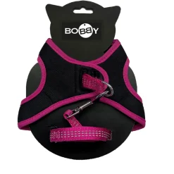 BOBBY - Pack mini harnais avec laisse pour chat, coloris fushia - XS