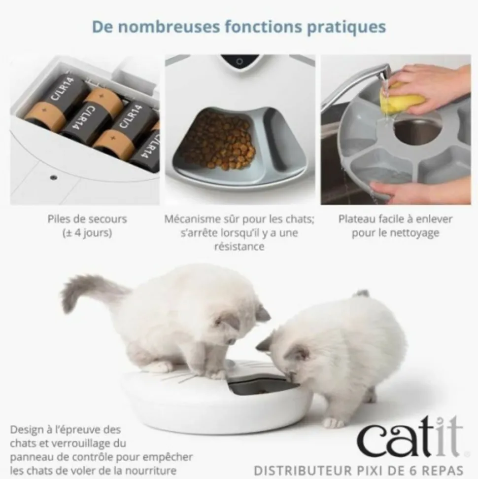 CAT IT - Distributeur de repas pour chat connecté - catit - pixi smart - 6 x 170ml - ecran tactile lcd - avec blocs réfrigérants