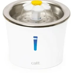 CAT IT - Fontaine a eau pour chat a fleur - catit - flower - 3l - dessus en acier inoxydable - avec led - blanc