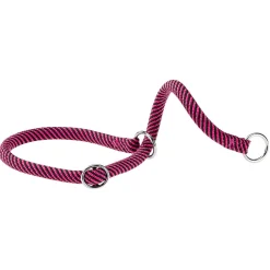 Collier semi-étranglé pour chiens sport extreme cs13/60, longe en nylon robuste, ajustable, rose-noir