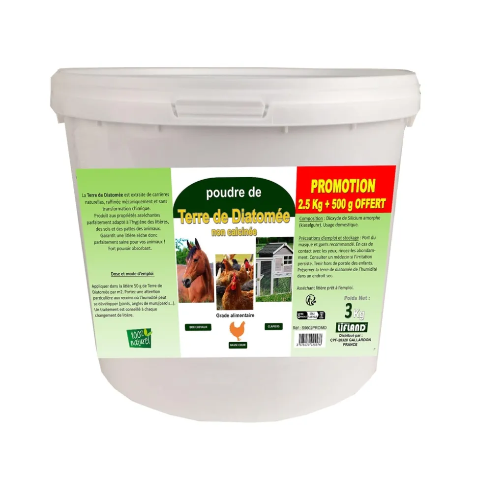 COMPAGNIE DES PET FOOD - Terre de diatomee 2,5kg + 500g Offert