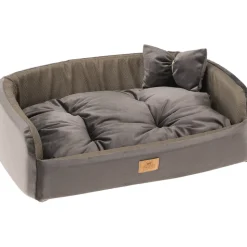 Couchage rembourré lit pour chiens harris 80, lavable, avec coussin, tweed et velours, marron