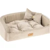 Couchage rembourré lit pour chiens et chats harris 50 lavable, avec coussin, tweed et velours, beige