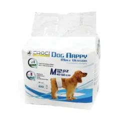 CROCI - Couche ''Bande'' pour chien mâle M 40/50cm - x12
