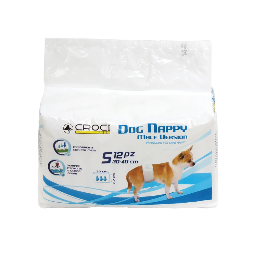 CROCI - Couche ''Bande'' pour chien mâle S 30/40cm - x12