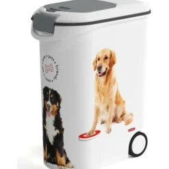 CURVER - Conteneur a croquettes pour chien avec roulettes 20 kg - 54l - love pets