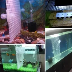 DOWNYPAWS - 10 grilles de filtre de fond d'aquarium, épissure de clip noir et blanc