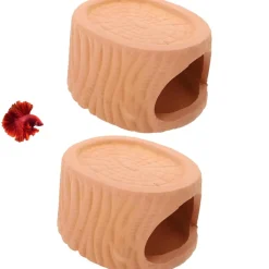 DOWNYPAWS - 2 grottes en céramique - décoration et cachette aquarium