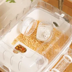 DOWNYPAWS - Bac à litière pour chat pour hamster -13*9*9cm 360° transparent