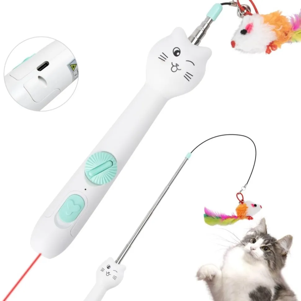 DOWNYPAWS - Baguette rétractable pour chat avec laser