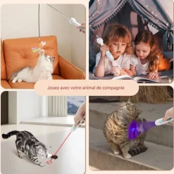 DOWNYPAWS - Baguette rétractable pour chat avec laser