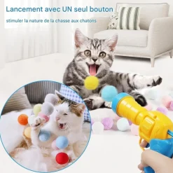 DOWNYPAWS - Balle jouet pour chat-lanceur de balles-jouets interactifs-50 balles
