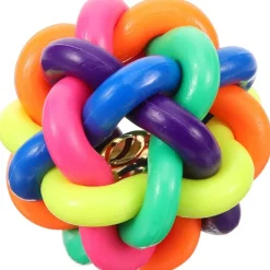 DOWNYPAWS - Balle jouet pour chat-avec cloche-lot de trois boules cloches arc-en-ciel de 6 cm
