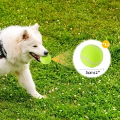 DOWNYPAWS - Balle jouet pour chien tennis(12 pièces), en caoutchouc et feutre de haute qualité, compatible lanceur 6 cm
