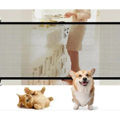 DOWNYPAWS - Barrière de sécurité pour chiens 6 crochets-clôture pour chat et chien (110*72cm)