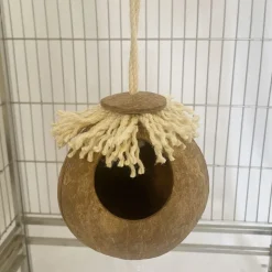 DOWNYPAWS - Boîte d'oiseau en coque de noix de coco pour la reproduction et la décoration type de cordon
