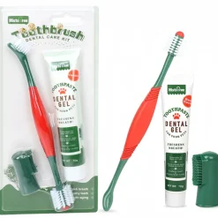 DOWNYPAWS - Brosses à dents dentifrice pour animaux saveur de bœuf-brosse à dents et dentifrice pour chien-hygiène bucco-dentaire-70g