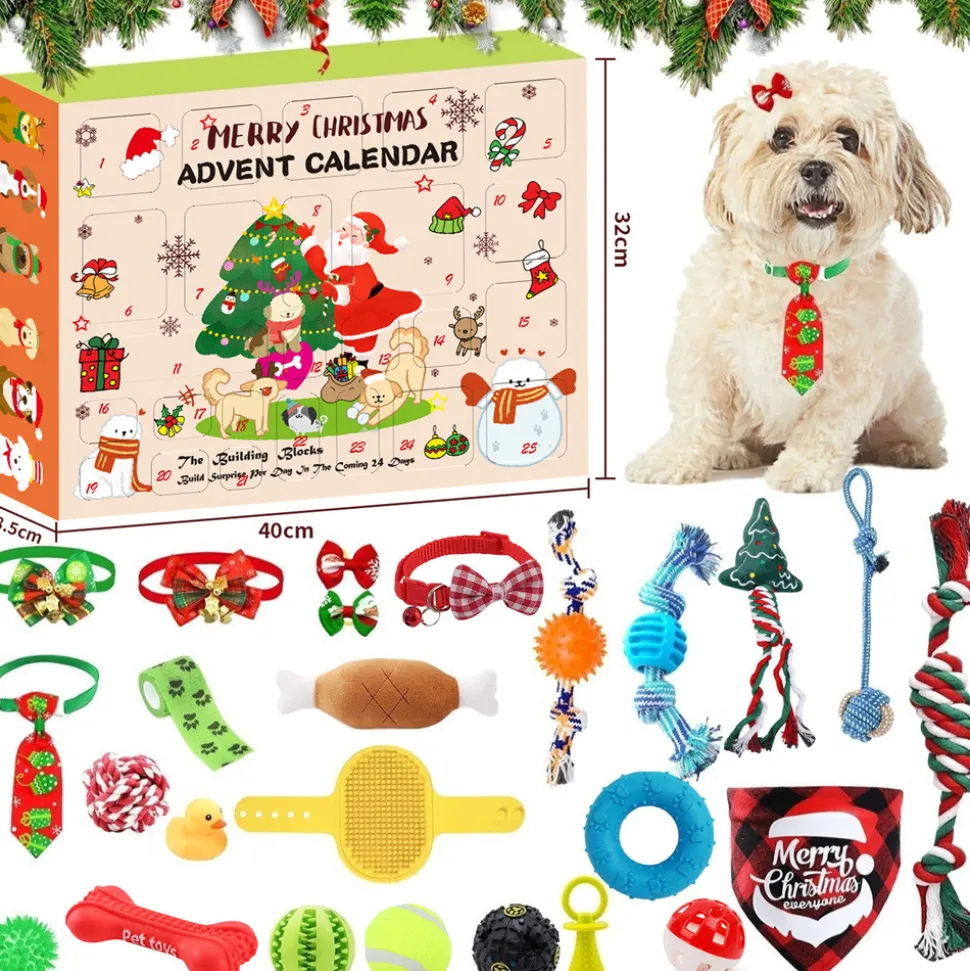 DOWNYPAWS - Calendrier de l'avent pour chiens - 24 jouets différents - le cadeau parfait pour votre chien