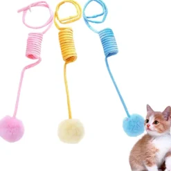 DOWNYPAWS - Canne à pêche-suspension à ressort-pack de 3 rose + jaune + bleu