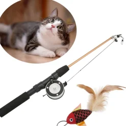 DOWNYPAWS - Canne à taquiner le chat-queue de cheveux-canne à pêche rétractable-jouets interactifs