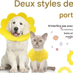 DOWNYPAWS - Collerette élisabéthain chat chien 2 pièces ajustable