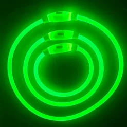 DOWNYPAWS - Collier lumineux rechargeable pour chien vert taille l : circonférence 70 cm