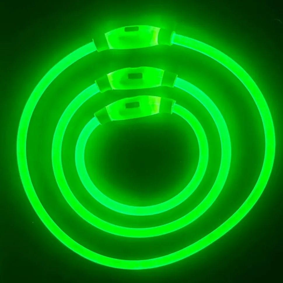 DOWNYPAWS - Collier lumineux rechargeable pour chien vert taille s : circonférence 30 cm