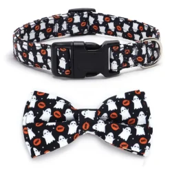 DOWNYPAWS - Collier pour chien d'halloween avec motifs de citrouille, fantôme et chauve - souris xl : 2,5*70cm noir