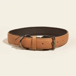 DOWNYPAWS - Collier réglable en cuir marron imperméable pour chiens de petite et moyenne taille