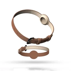 DOWNYPAWS - Collier traqueur gps pour chats et chiens - en cuir synthétique marron m