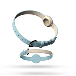DOWNYPAWS - Collier traqueur gps pour chats et chiens - en cuir synthétique bleu s
