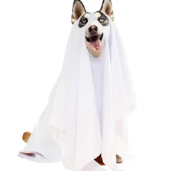 DOWNYPAWS - Déguisement de chien fantôme d'halloween - blanc - 125*72cm - taille grande