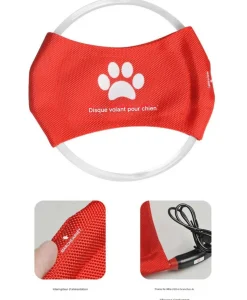 DOWNYPAWS - Discovolant lumineux rechargeable avec led pour chien feu rouge
