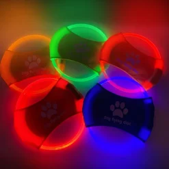 DOWNYPAWS - Discovolant lumineux rechargeable avec led pour chien feu rouge