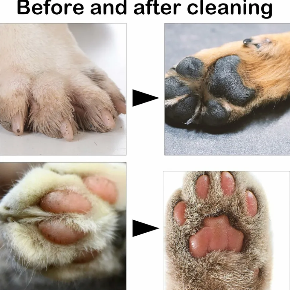 DOWNYPAWS - Gobelet de lavage des pieds pour animaux de compagnie portable orange avec brosse douce